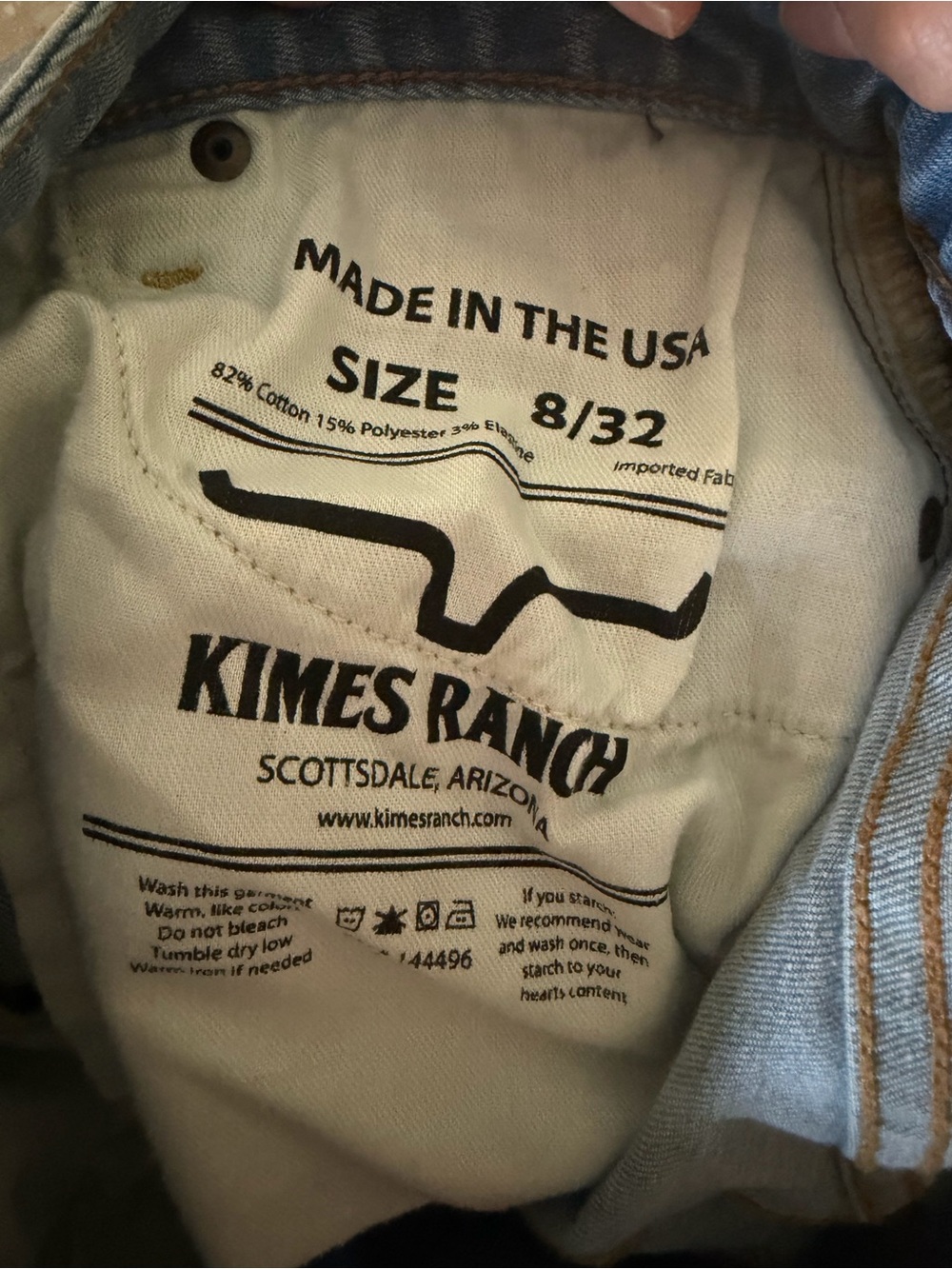 Kimes Ranch Light Blue Straight Leg Jeans with Yellow Pocket Stitch - Picture 3 of 4